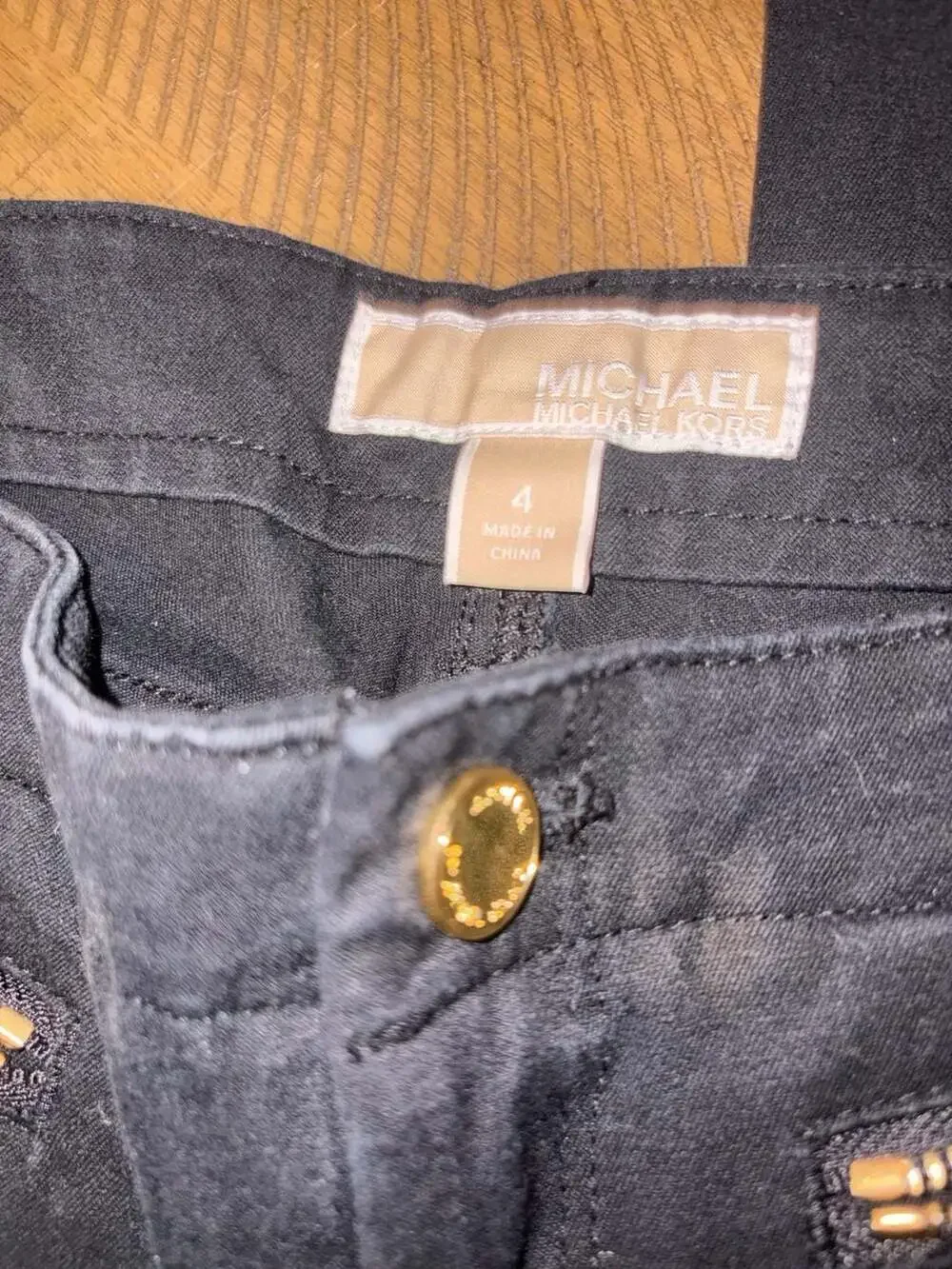 MICHAEL Michael Kors Black Moto Skinny Pants with Gold Zippers Size 4 no flaws